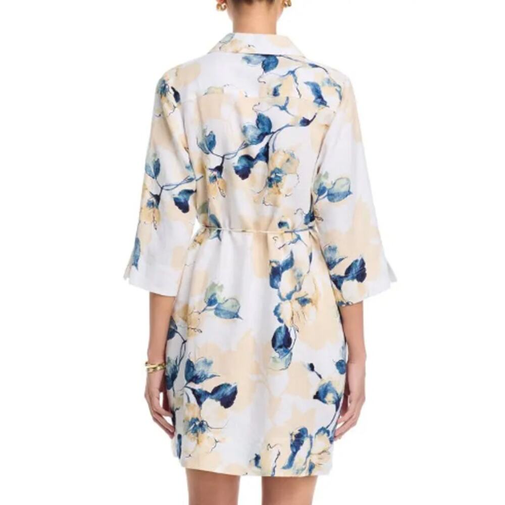 Tommy Bahama White Beleza Blossom 3/4 Sleeves Linen Shift Dress Size S - Picture 12 of 12